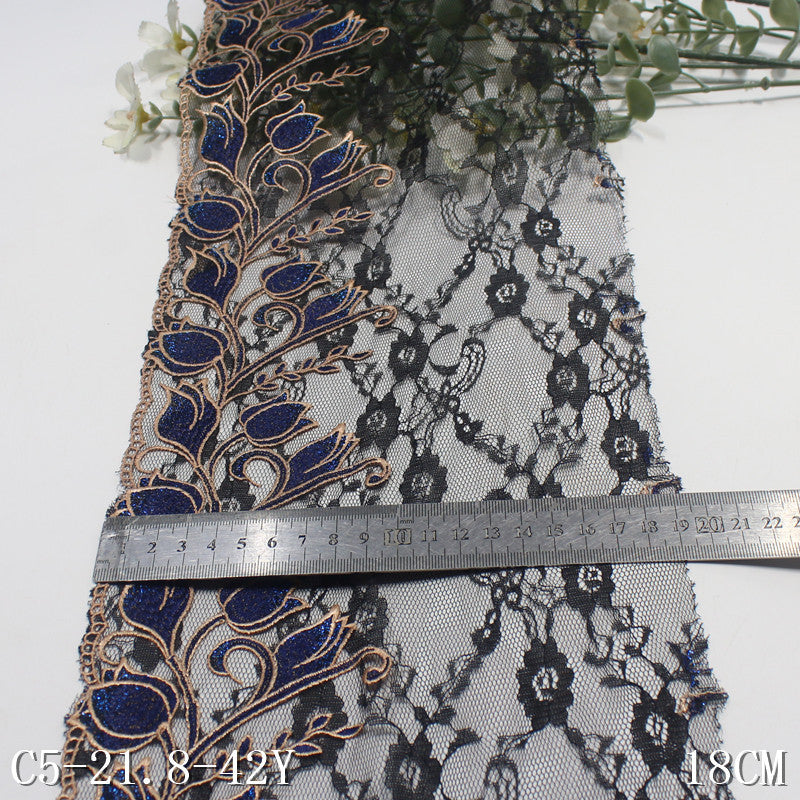 FREEDOMBEAUTY | [1Pack] Luxury light lace mesh silver thread bud embroidery lace, classical dress skirt trim accessories DIY