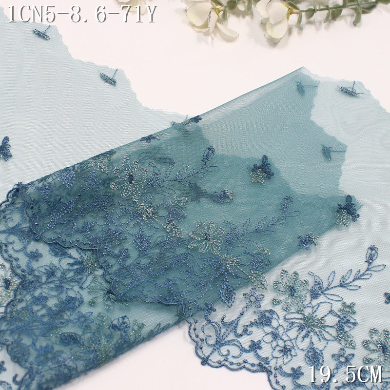 FREEDOMBEAUTY | [1Pack] Color mesh embroidery lace fresh and beautiful silver thread small flower 27cm dress wedding lace accessories