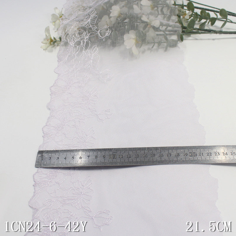 FREEDOMBEAUTY | Light-colored line-tracing flower mesh yarn embroidered lace 21cm skirt veil DIY lace lace accessories