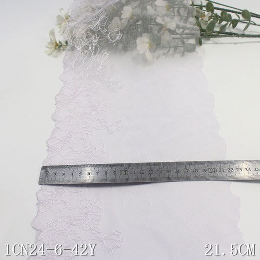 FREEDOMBEAUTY | Light-colored line-tracing flower mesh yarn embroidered lace 21cm skirt veil DIY lace lace accessories