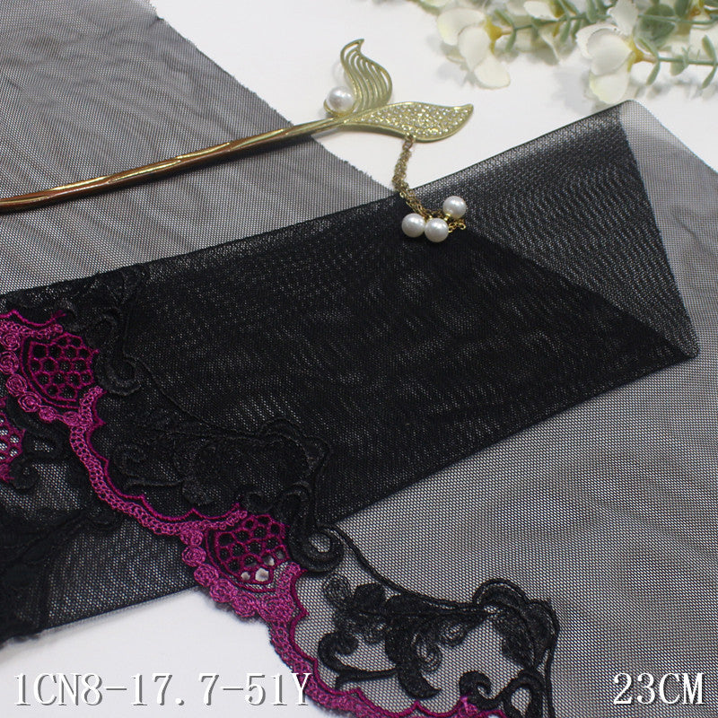 FREEDOMBEAUTY | Black Silky Light Mesh Water Soluble Lace Embroidery 23cm Clothing Home Textiles Lace Accessories