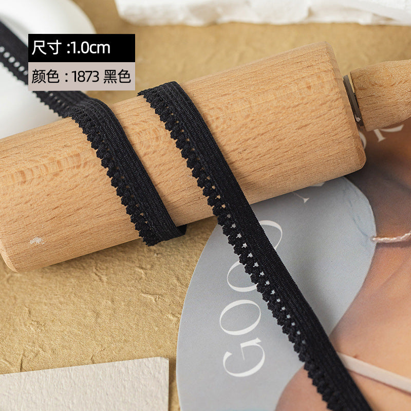 FREEDOMBEAUTY | Factory direct 1.0/1. 3CM elastic nylon bud belt black and white spot women's underwear pressing edge waist elastic