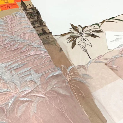 FREEDOMBEAUTY | Spot light pink khaki bright silver silk retro embroidery mesh lace accessories DIY design