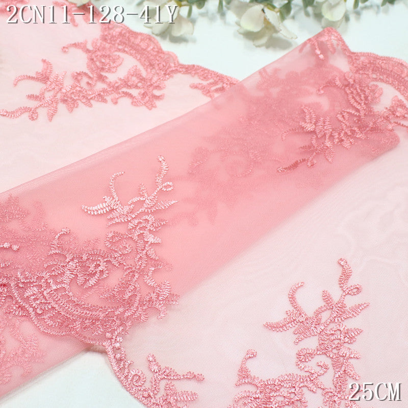 FREEDOMBEAUTY | Spot simple honey pink mesh yarn bilateral pattern embroidery lace, clothing underwear home pillow lace accessories