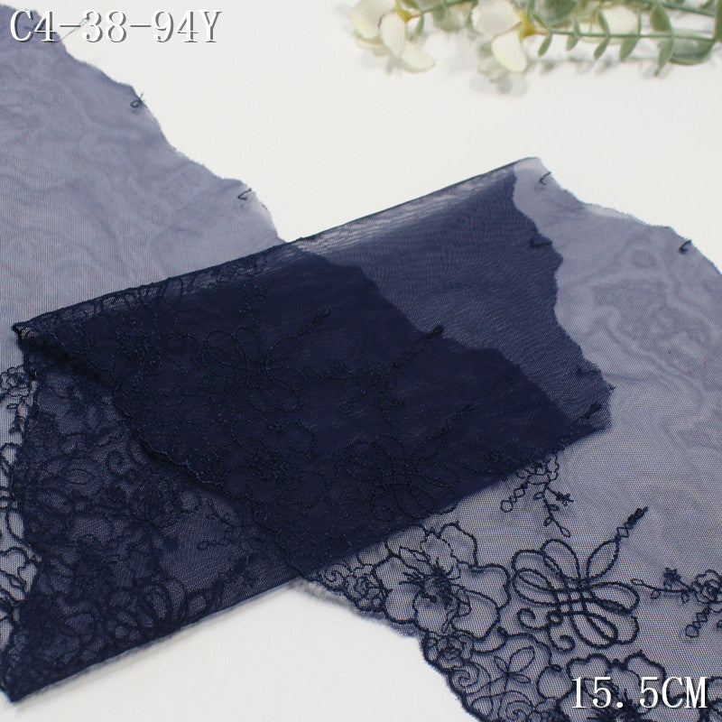 FREEDOMBEAUTY | European Vintage Indigo Mesh Embroidered Lace 21.5cm Dress Accessories Lace Accessories