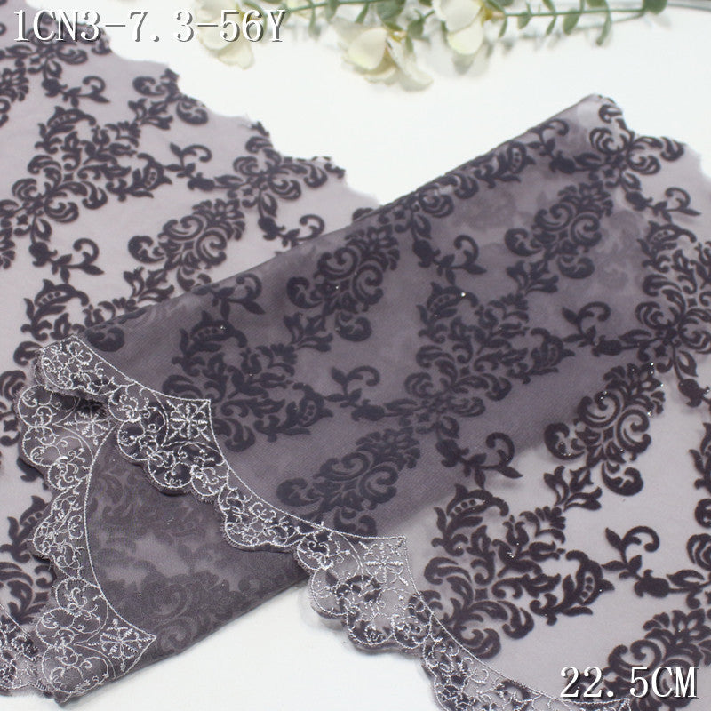 FREEDOMBEAUTY | [1Pack] Multi-color chiffon mesh full-width flocking pattern embroidery lace 28cm clothing accessories home textile lace accessories
