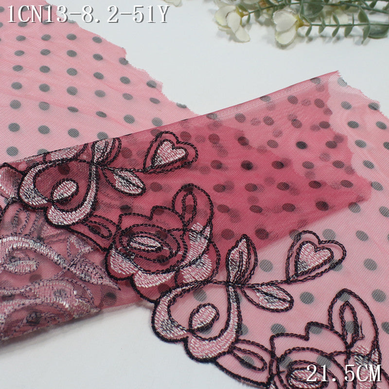 FREEDOMBEAUTY | Polka dot mesh embroidery lace rose heart, dress baby dress with lace lace accessories DIY