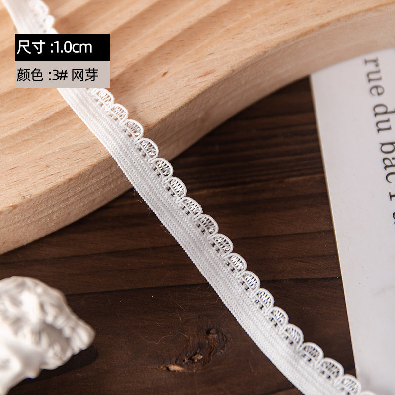 FREEDOMBEAUTY | Manufacturer supplies 1.0 cm white black mesh bud with nail flower bud with mesh bud with clothing underwear elastic band