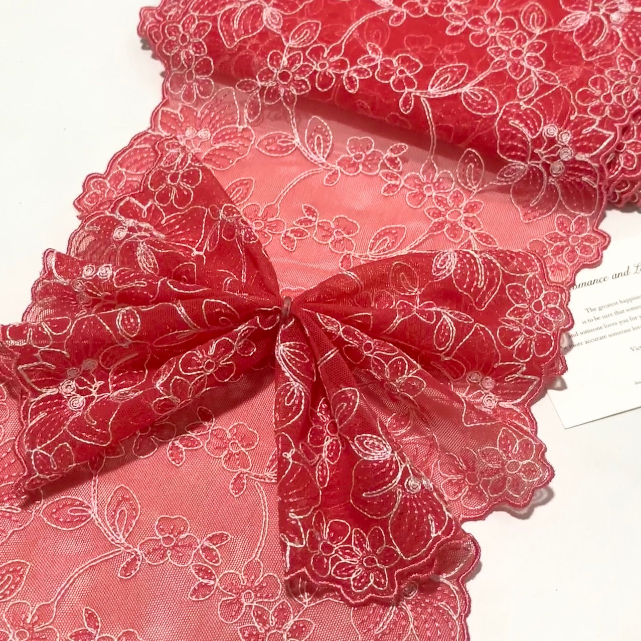 FREEDOMBEAUTY | Spot Heavy Industry Bilateral Embroidery Dark Pink Elastic Mesh Lace Accessories Apparel Design