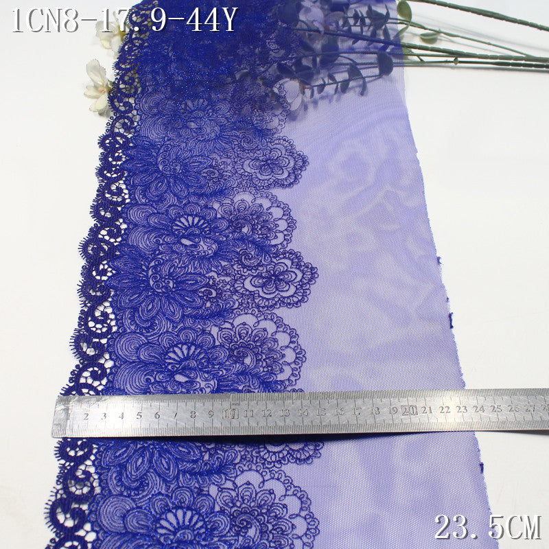 FREEDOMBEAUTY | [1Pack] Royal blue mesh bright retro silver thread pattern water-soluble lace, dance dress home lace accessories