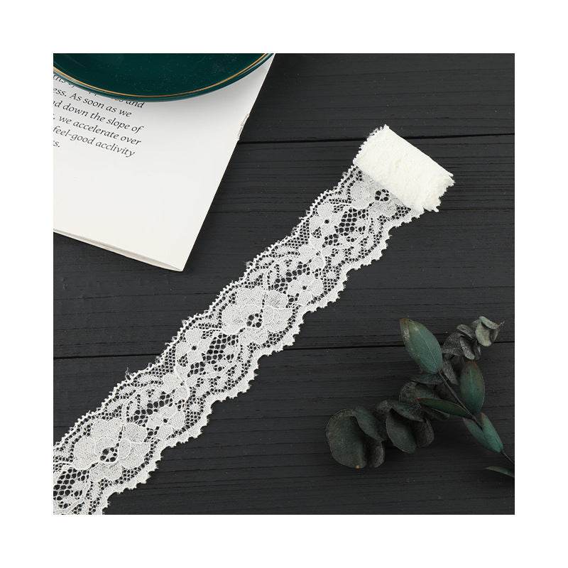 FREEDOMBEAUTY | [stretch] nylon silk lace, warp knitted elastic lace edge, wedding dress lace accessories, factory spot