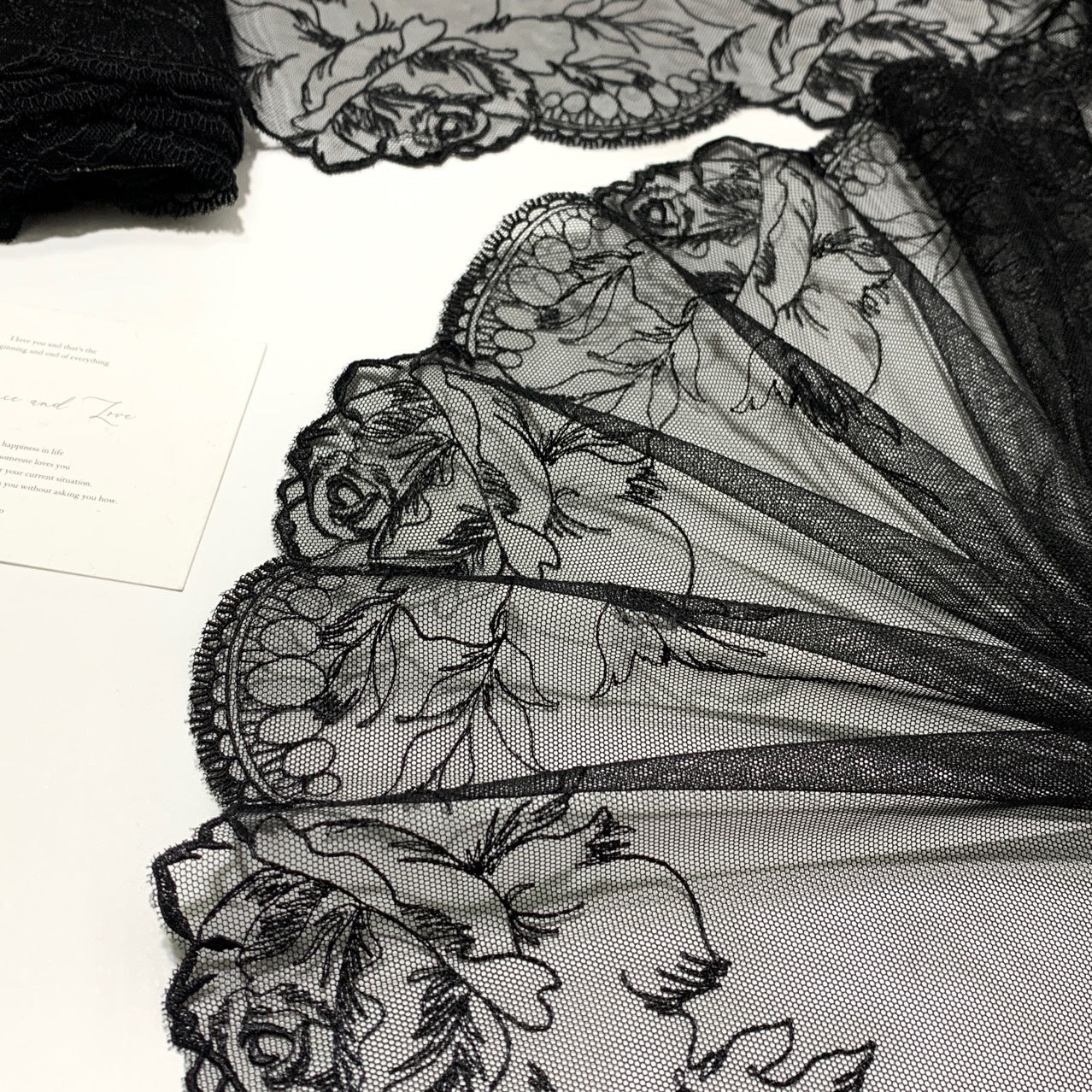 FREEDOMBEAUTY | Spot black rose embroidered mesh lace accessories decorative fabric design DIY clothing