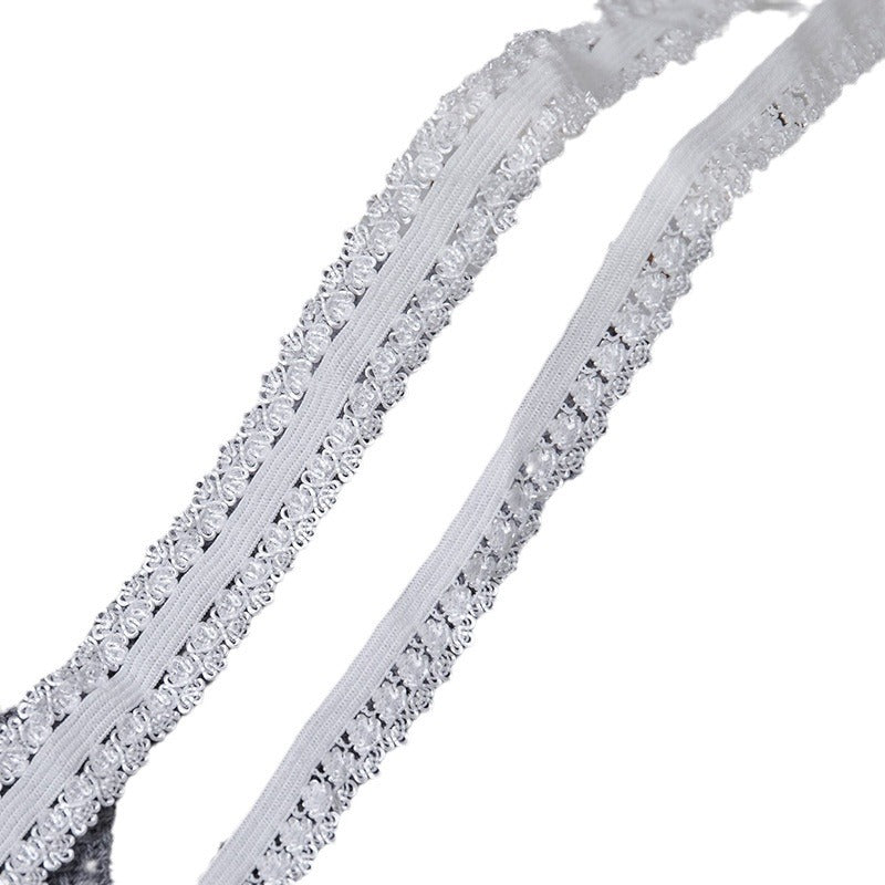 FREEDOMBEAUTY | 1.5cm/2.0cm single and double row crown pant buds, white knitted nylon stretch underwear panty lace band