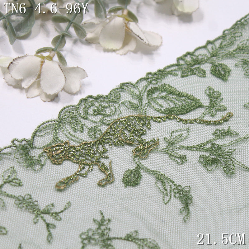 FREEDOMBEAUTY | [1Pack] Dark green forest wild leopard pattern mesh embroidery lace, clothing underwear dress lace accessories
