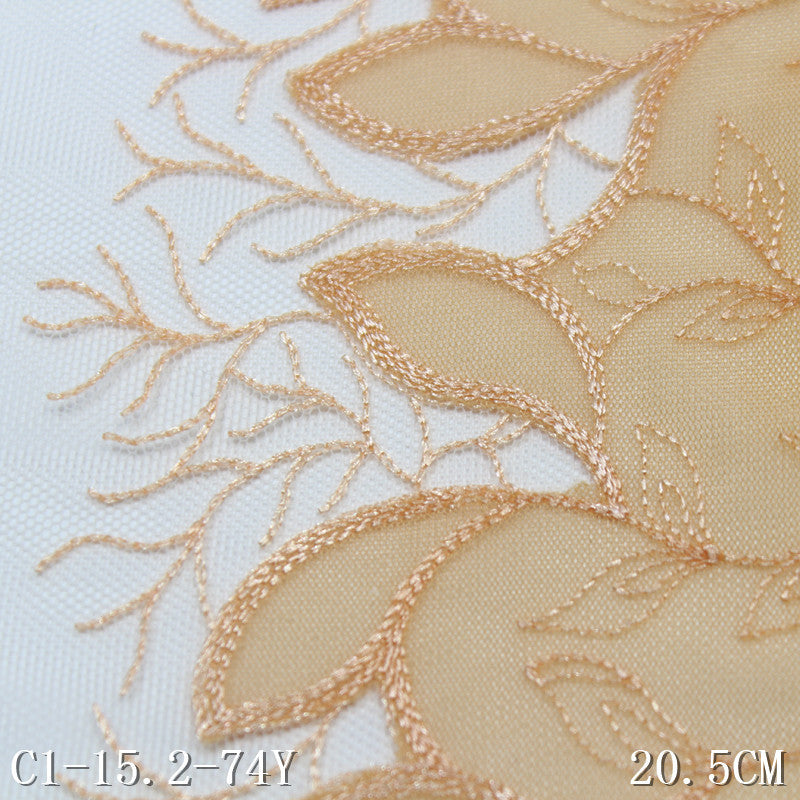 FREEDOMBEAUTY | Apricot double mesh fashion branches and leaves embroidery lace, clothing handmade DIY lace accessories