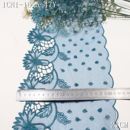 FREEDOMBEAUTY | Spot Navy blue light mesh yarn water-soluble embroidery lace retro flowers, stage clothing accessories lace accessories