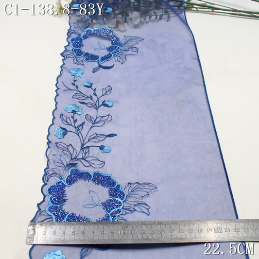 FREEDOMBEAUTY | Chinese classical silver thread petal circle branches and leaves mesh embroidery lace, Hanfu cheongsam lace DIY