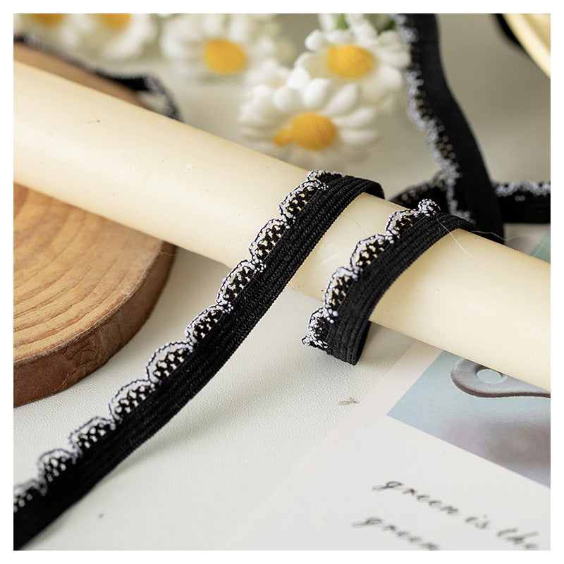 FREEDOMBEAUTY | Factory direct sales 1.2CM black and white spot elastic mesh bud, children's clothing women's underwear elastic mesh bud belt