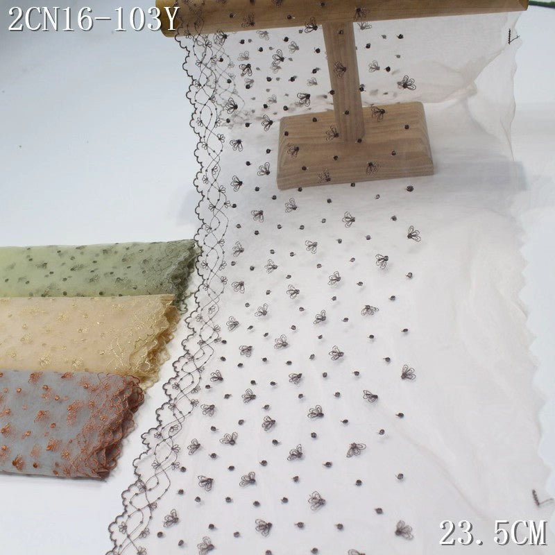 FREEDOMBEAUTY | [1Pack] Simple color mesh embroidery lace scattered with small flowers, light skirt children's neckline DIY lace accessories