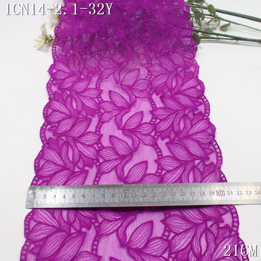 FREEDOMBEAUTY | Spot multi-color non-elastic mesh embroidery lace full leaf 22cm middle-aged clothing dress-up lace accessories