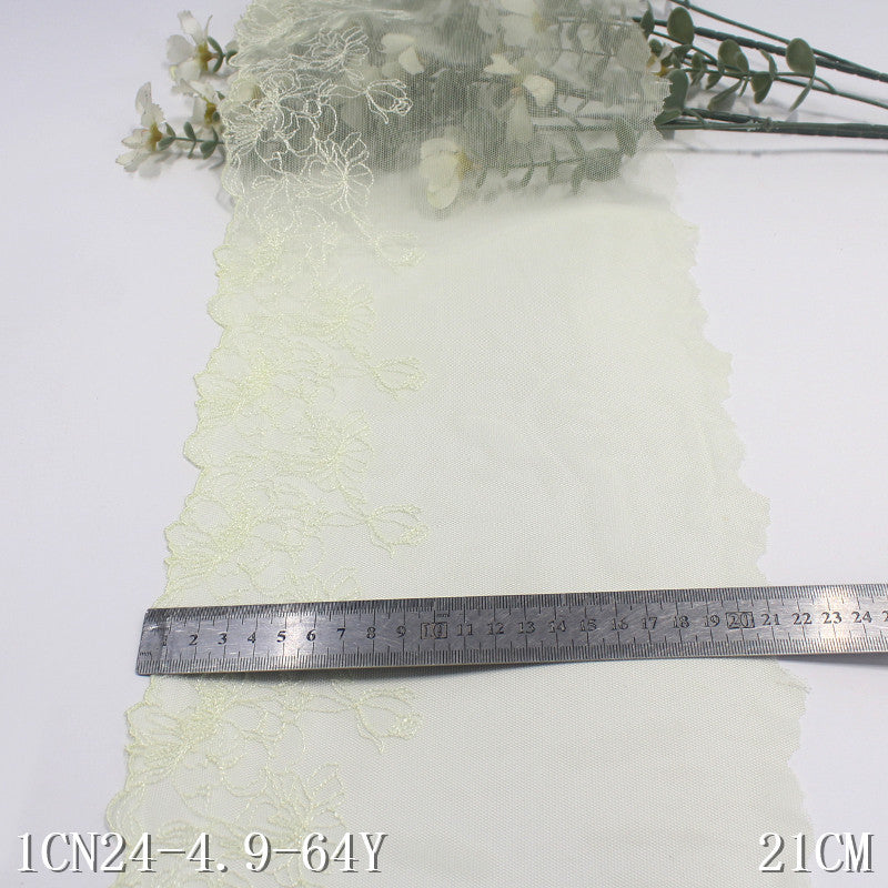 FREEDOMBEAUTY | Light-colored line-tracing flower mesh yarn embroidered lace 21cm skirt veil DIY lace lace accessories