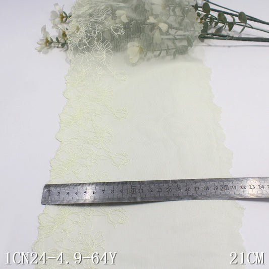FREEDOMBEAUTY | Light-colored line-tracing flower mesh yarn embroidered lace 21cm skirt veil DIY lace lace accessories