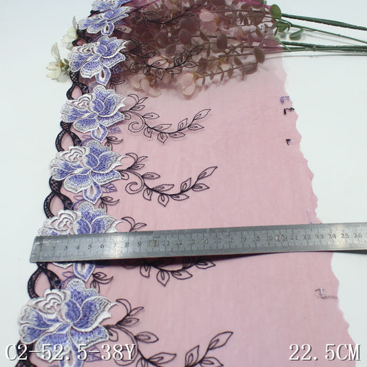 FREEDOMBEAUTY | Mesh embroidery lace classical exquisite two-color flower, clothing underwear home lace accessories
