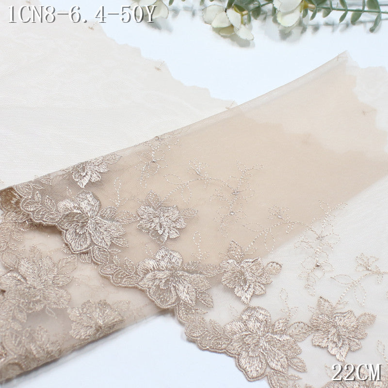FREEDOMBEAUTY | Naked skin tone mesh embroidery lace Japanese and Korean flowers, clothing underwear bra lace accessories