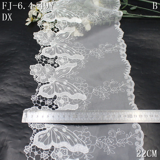 FREEDOMBEAUTY | [1Pack] French fairy air book, white butterfly floral element, water-soluble lace, dress, DIY lace accessories