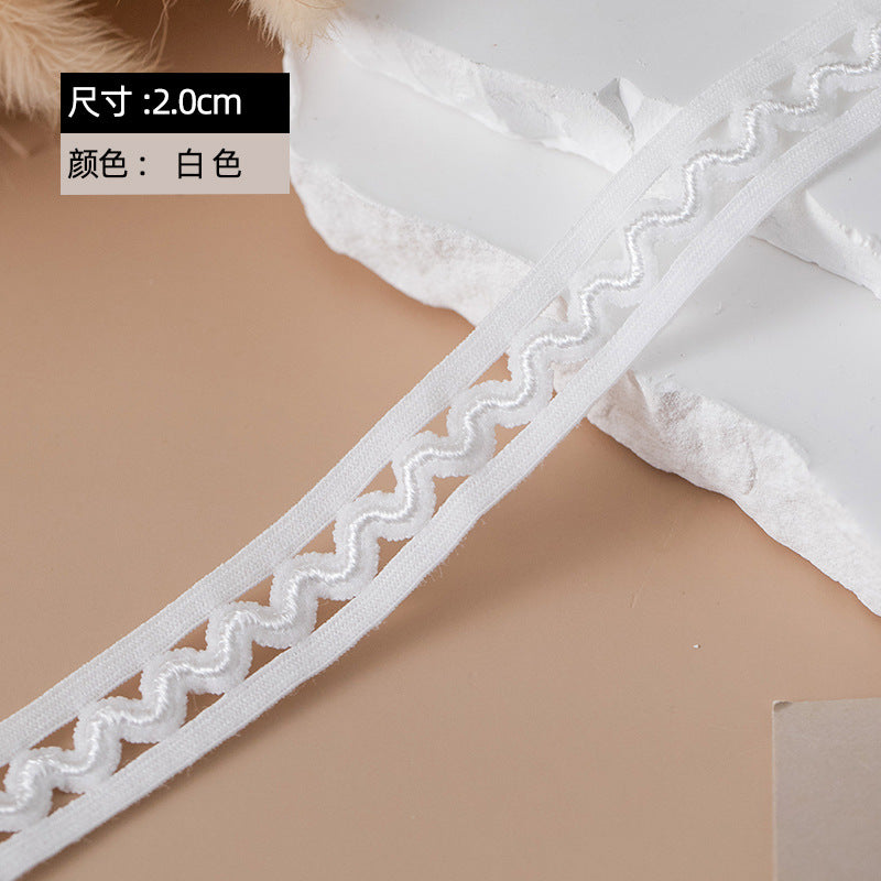 FREEDOMBEAUTY | Factory direct 2.0CM light strip wave 1.5CM circle fish silk black and white spot elastic nylon elastic band