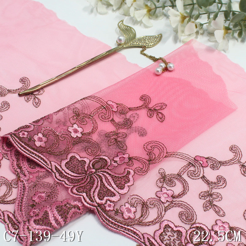 FREEDOMBEAUTY | Ethnic style gold thread exquisite flower mesh embroidery lace, curtain sofa cushion lace accessories