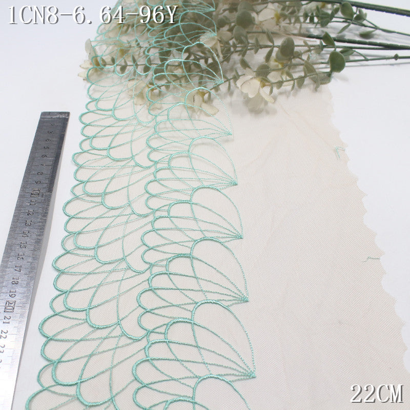 【1Pack】-Freedombeauty | Fresh and literary skin tone light mesh fan pattern embroidery lace 22cm Mori clothing DIY accessories