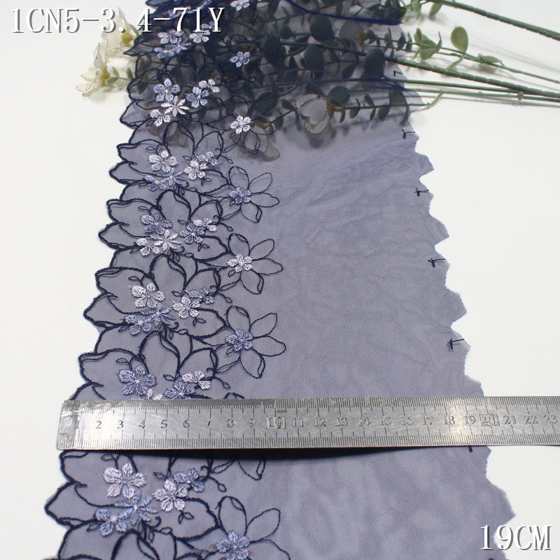 FREEDOMBEAUTY | Navy blue classic flower bloom mesh embroidery lace, clothing skirt hair band lace accessories