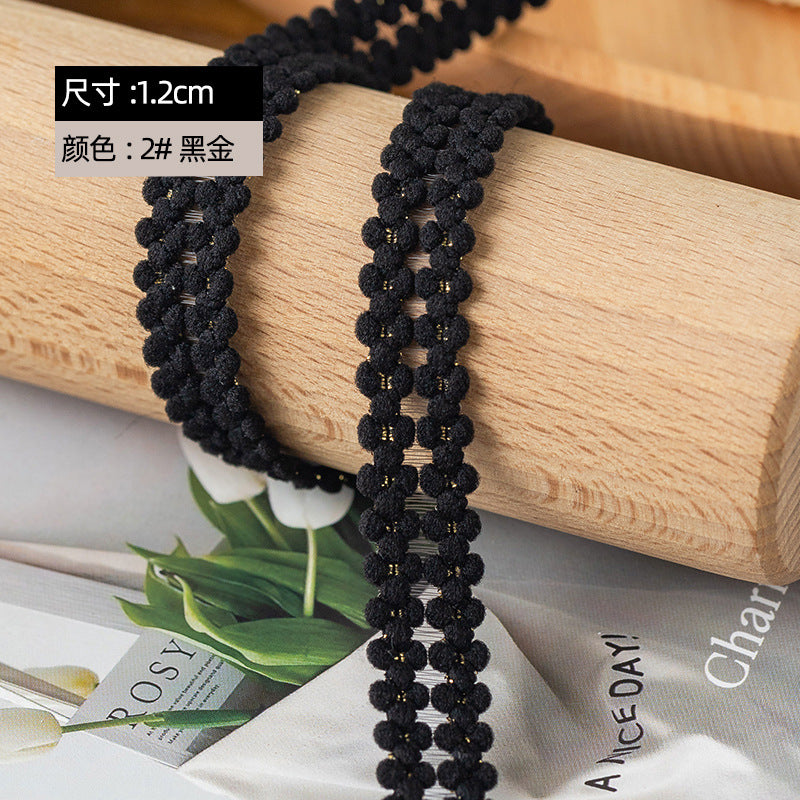FREEDOMBEAUTY | Factory direct 1.2CM double hairball gold and silver wire elastic fish silk shoulder strap, handmade DIY vest women's elastic band