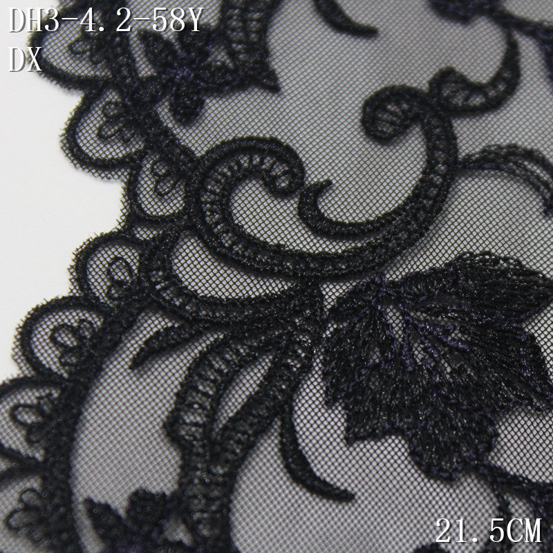 FREEDOMBEAUTY | Vintage elegant curly grass pattern black mesh embroidery lace, clothing underwear home accessories