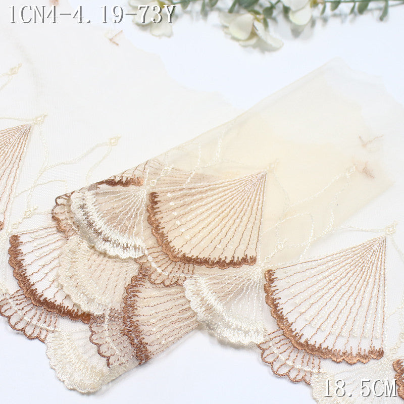 FREEDOMBEAUTY | [1pack] Three-color mesh fashion fan leaf texture embroidery lace 23cm clothing underwear skirt lace accessories
