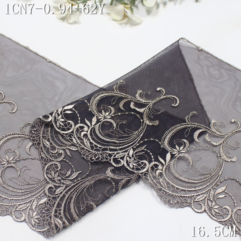 FREEDOMBEAUTY | [1Pack] Silver thread water-soluble embroidery lace roll pattern 22cm clothing home textile lace accessories DIY