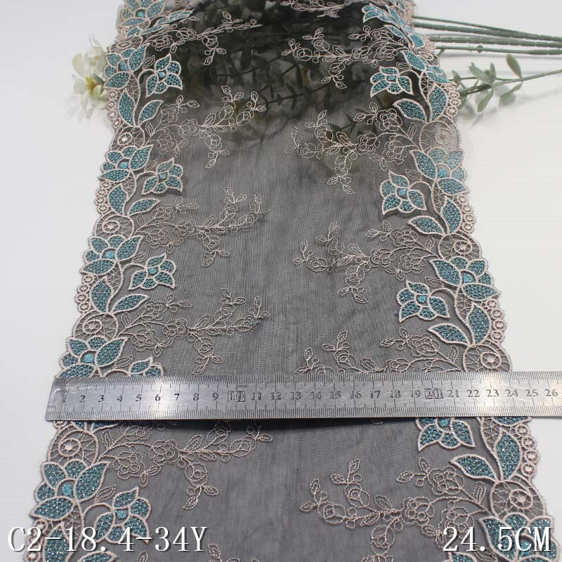 FREEDOMBEAUTY |  black mesh embroidery lace classical gold thread flower 24.5cm high-end dress lace accessories
