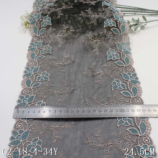 FREEDOMBEAUTY |  black mesh embroidery lace classical gold thread flower 24.5cm high-end dress lace accessories