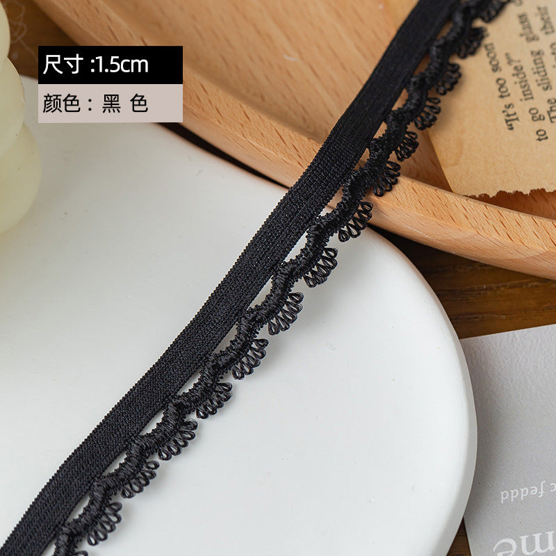 FREEDOMBEAUTY | Factory direct sales 1.5CM nylon light silk eyelash bud belt, women's underwear children's clothing edge elastic band