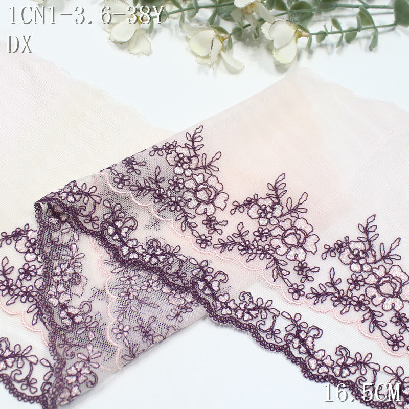 FREEDOMBEAUTY | [1Pack] Two-color double-layer splicing mesh embroidery lace retro floral 23cm drama dance suit lace accessories DIY