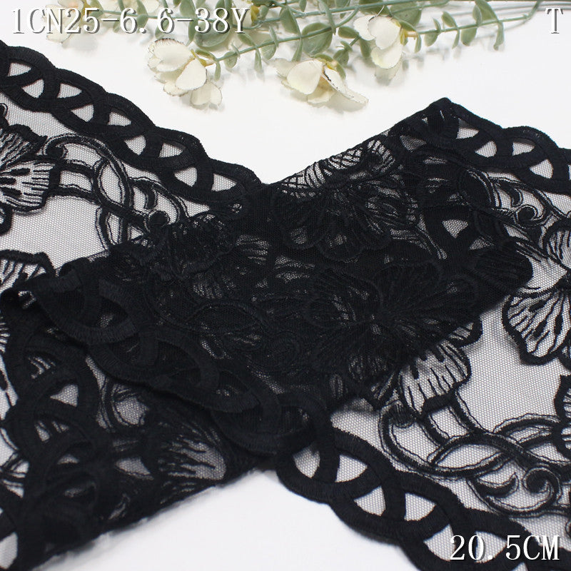 FREEDOMBEAUTY | Vintage black bilateral large flower mesh embroidery lace, pajamas lace accessories DIY