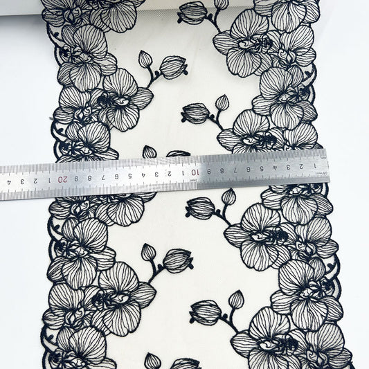 FREEDOMBEAUTY | Factory Spot Black Lines Rose Underwear Embroidery Lace Water Soluble Mesh Embroidery Lace Clothing Home Textile Accessories