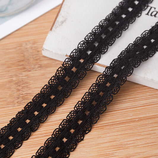 FREEDOMBEAUTY | Manufacturer supplies 1.5cm polka dot flower bud knitted elastic elastic ribbon clothing decorative webbing black and white spot