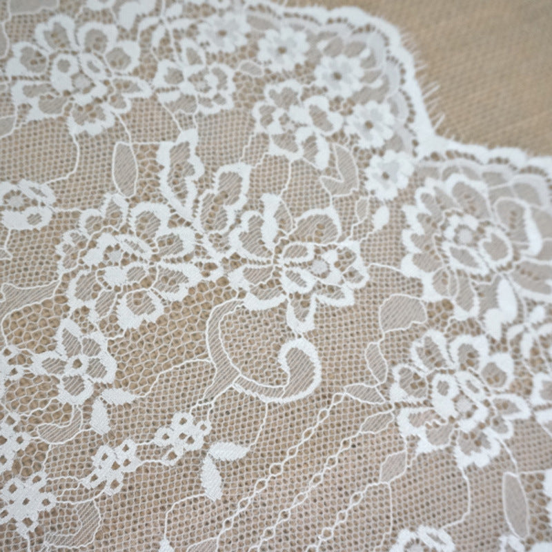 FREEDOMBEAUTY | Popular eyelash lace shorts fabric wholesale, non-elastic lace big edge, spot children's wedding accessories lace