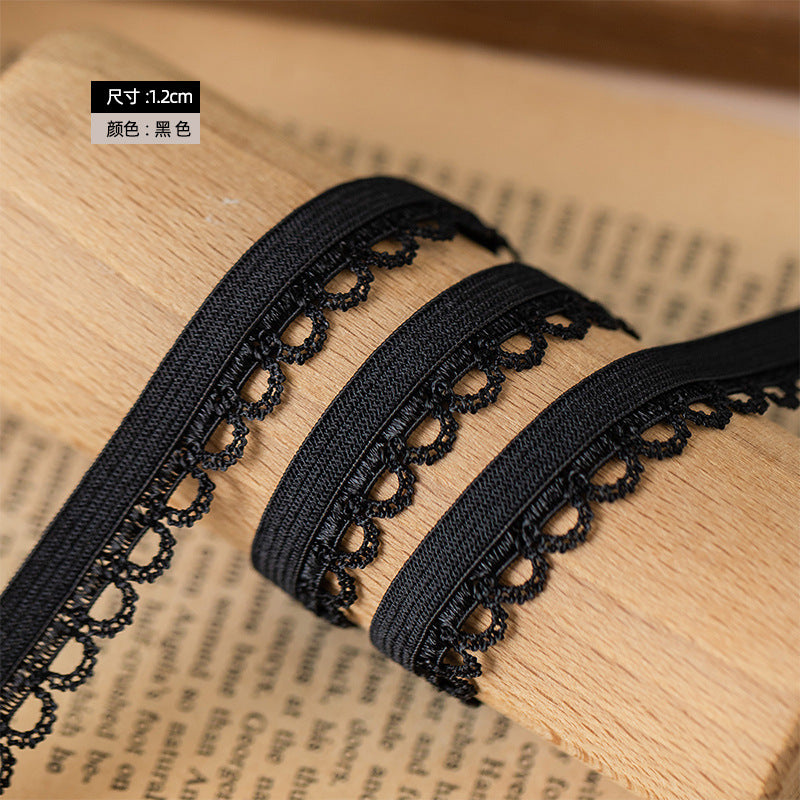 FREEDOMBEAUTY | Factory direct sales 1.2CM bright bud belt, black and white spot, children's underwear closed edge nylon elastic elastic band