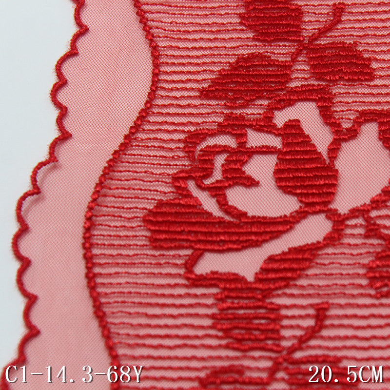 FREEDOMBEAUTY | Spot wholesale red mesh embroidery lace vertical pattern classical flower, clothing home sofa cushion lace accessories