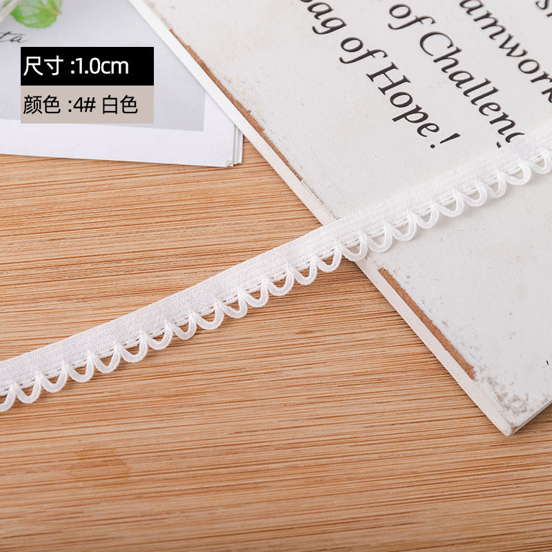 FREEDOMBEAUTY | Manufacturer supplies 1.0 cm flower bud flat belt, white nylon knitted dental belt, high elastic underwear and underwear elastic band