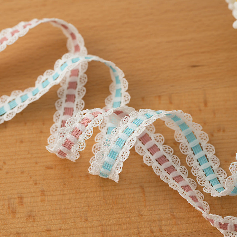 FREEDOMBEAUTY | Factory Direct 1.7CM Blue, Pink Ball Bilateral Mesh Bud Elastic Strap DIY Toy Doll Decorative Elastic