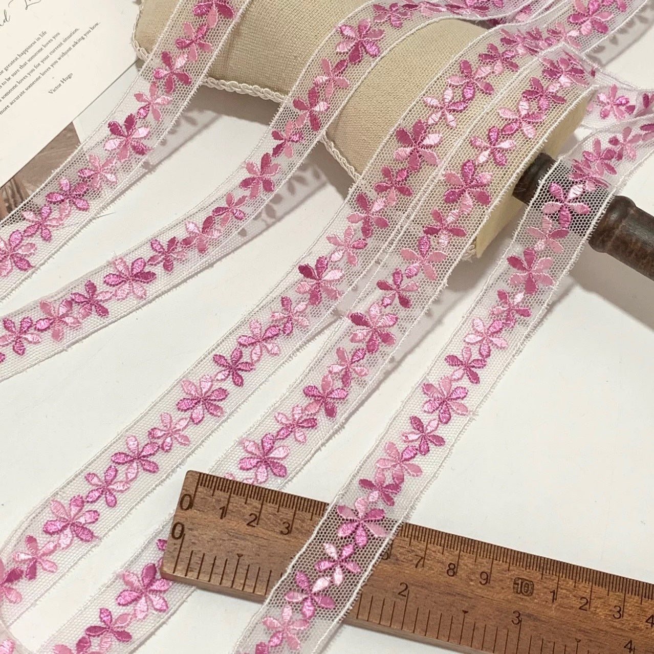 FREEDOMBEAUTY | Spot exquisite pink and purple white bilateral mesh embroidery lace accessories decorative fabric design clothing DIY